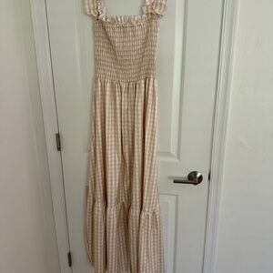 Gingham Maxi Dress in Cream and White